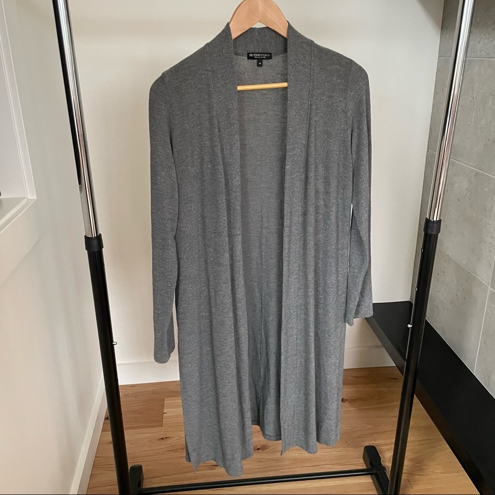 Beyond Yoga Long Sweater Cardigan Duster, Gray, Size  XS
